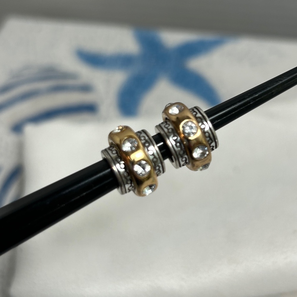 Brighton Dazzle Two-tone Spacer Bead Crystals Silver & Gold Plated Lot of 2 - Picture 4 of 9